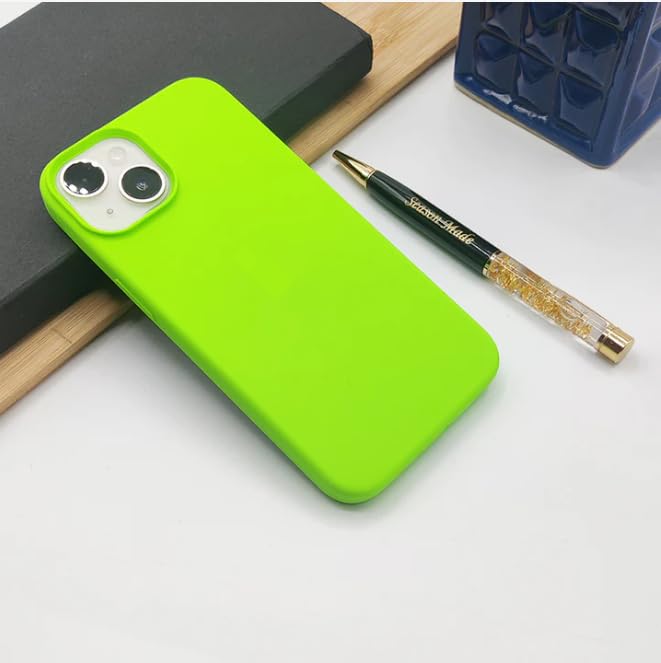 Image of MIDOS Back Cover Compatible With iPhone 15 Liquid Silicone Case Full Protection Shock Proof Back Cover For iPhone 15 (Sc-Neon),Beige