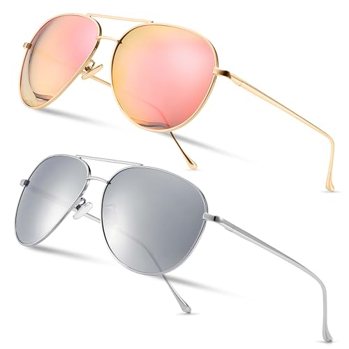 SUNGAIT Gran Tamaño Gafas de Sol Ligeras para Mujer con Lente Polarizada Espejada SGT603TF-YSY-ES