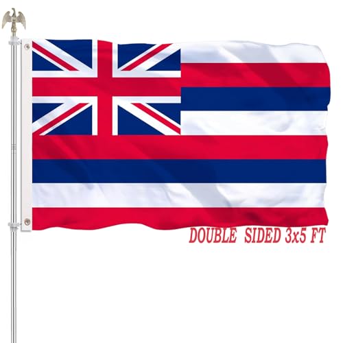 Hawaii Hawaiian State Flag 3x5 Outdoor Double Sided Hawaii Flags Heavy Duty 100% Polyester Hawaiian Flags with 2 Brass Grommets