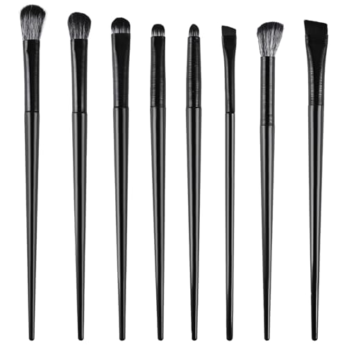 Set de 8 Brochas de Maquillaje para Ojos, Brochas Profesionales para Difuminar y Delinear con Brochas Sombra de Ojos Grande, Mediana, Pequeña y Definitiva - Incluye Brocha Cepillo de Cejas