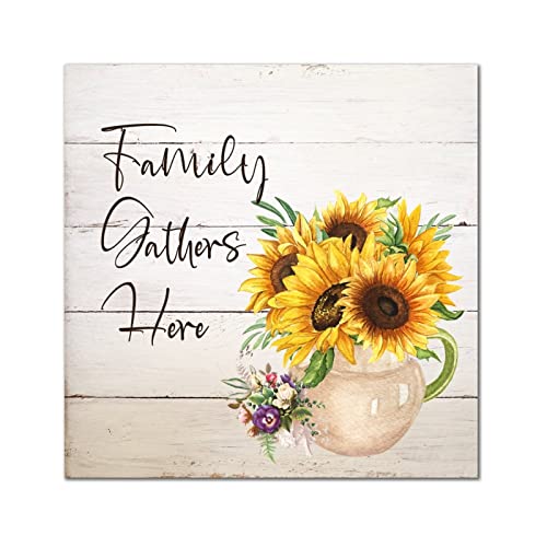 Plaque murale en bois originale pour cadeau de pendaison de crémaillère avec motif tournesol