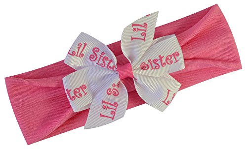 Funny Girl Designs Big Sister Little Sister Hat and Headbands (Lil Sister Headband (0-12 Months))