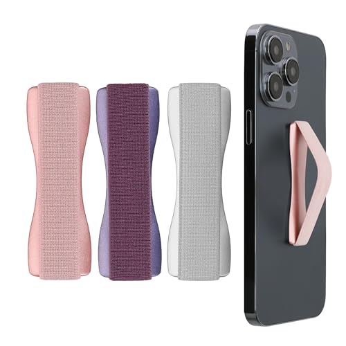 kwmobile Smartphone Fingerhalter 3 Set - Handy Halter Griff Halterung Einhandbedienung - 3X Handyhalter in Brombeere Rosegold Silber