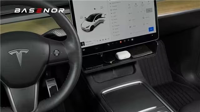 Organizer Centro Console Per Tesla Model Y/3 - Vassoio Nascosto Sotto Schermo, Antiscivolo, Nero 2016-2024 - Foto 6