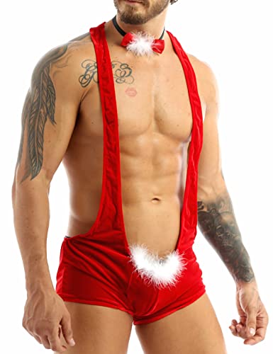 SSoShHub Chrismas Sexy Men Lingerie Lace Babydoll V Neck Chemise Halter Mesh Nightwear Babydoll Lingerie for Honeymoon Wedding party shoot Nightwear Beahwear BeachParty Lingerie with Panty, cap