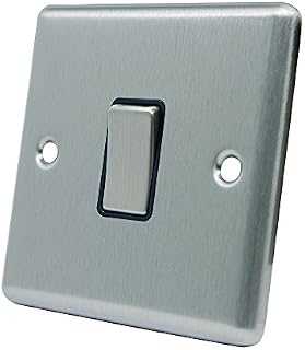 AET CSC1GSWIBSI Satin Chrome Classical Intermediate Black Insert Metal Rocker Switch-10 Amp Single 1 Gang Light Switch, 240 V