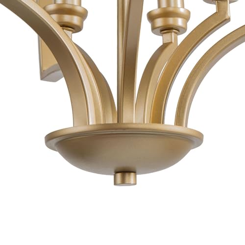 Image of KSANA Gold Chandelier, 5-Light Modern Pendant Lights Kitchen Island, 19'' Geometric Lantern Pendant Chandeliers Light Fixture for Dining Room, Bedroom, Entryway