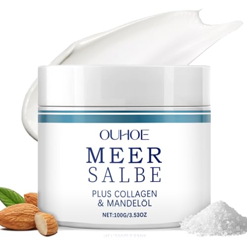 100 g Ungüento Agua Mar con Colágeno y Aceite de Almendras Ungüento de agua de mar para el Tratamiento de Manos y Uñas Suaviza el Rostro y el Cuerpo, y es Apto para Todo Tipo de Piel