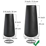 11 Inch Tall Matt Black Ceramic Vase for Flowers & Pampas Grass, Classic Rustic Style Decorative Vases for Home Decor Table Centerpieces - Image 2