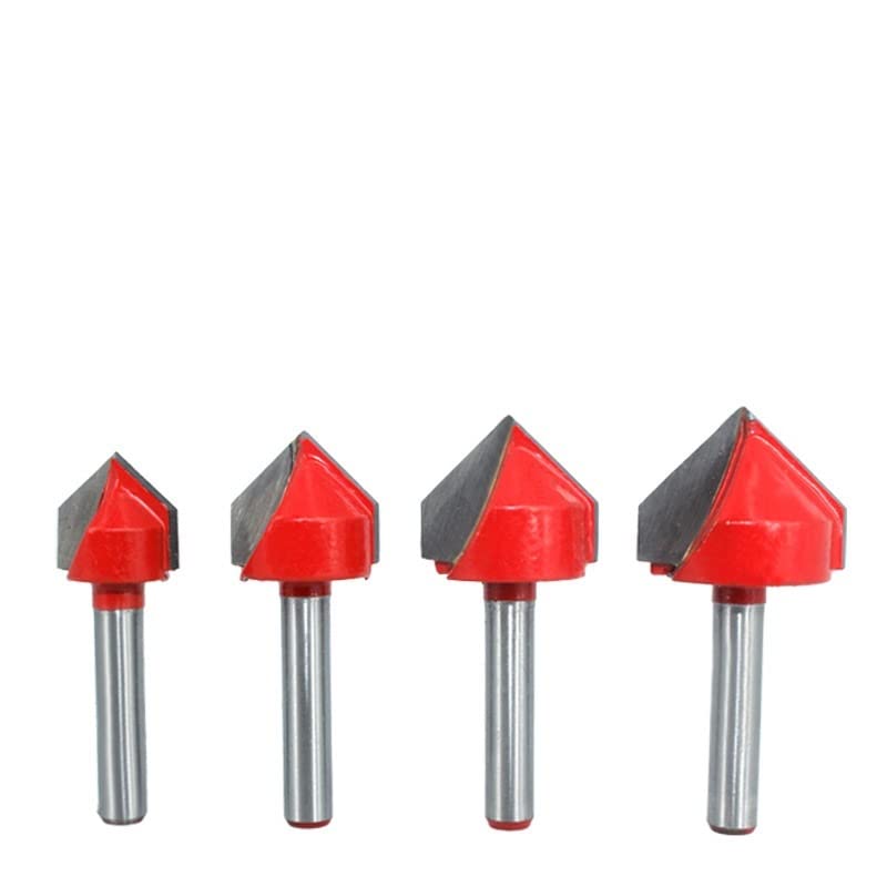 1/4 Uds 6,35mm vástago tipo V broca de enrutador 90 grados borde formando bisel carpintería fresa for brocas de madera(4PCS)