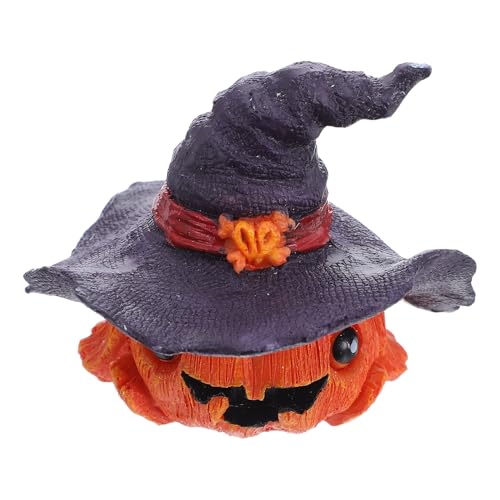 MUCKLILY Figura Decorativa de Calabaza y Fantasma de Halloween en Resina Estatua Pequeña para Mesa y Escritorio Adorno Espeluznante de Temporada en Color Púrpura para Decoración Interior