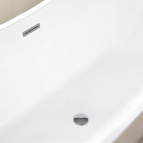 Miniatura 9 de Vanity Art Bañera independiente de 71 pulgadas  Bañera independiente con diseño contemporáneo para remojar y bañarse, desbordamiento y drenaje