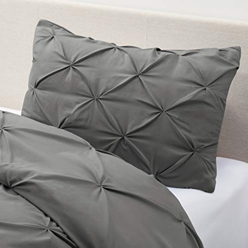 Image of Nestl Twin Comforter Set Pinch Pleat Comforter, Bedding Comforter Sets, Comforter Set for Twin Bed, Pintuck Comforter Set Twin /Twin XL Size, Down Comforter with 1 Pillow Sham, 2-Piece - Gray
