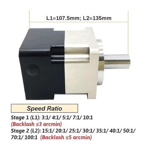 Reductor helicoidal Nema23 planetario para servomotor 200W con entrada de 6.35mm 4