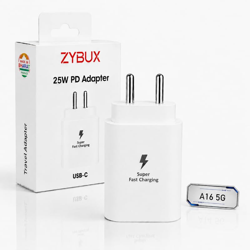 Image of 25W Type C Super-Fast Charger Adapter Compatible with Samsung Galaxy A27|A16|A17|M47|M17|M17e|F70e|M05|A36|A35|S24|S25|S26 (Ultra, Plus, FE, Pro) and Other USB C Devices 25 W Charging Block, White