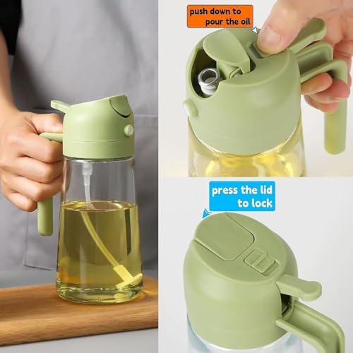Image of Glass Oil Sprayer And Dispenser Bottle For Kitchen,2 In 1 Olive Oil Sprayer And Dispenser, For Cooking,Kitchen,Bbq, Air Fryer, Salad, Frying, Baking Oil Sprayer Bottle