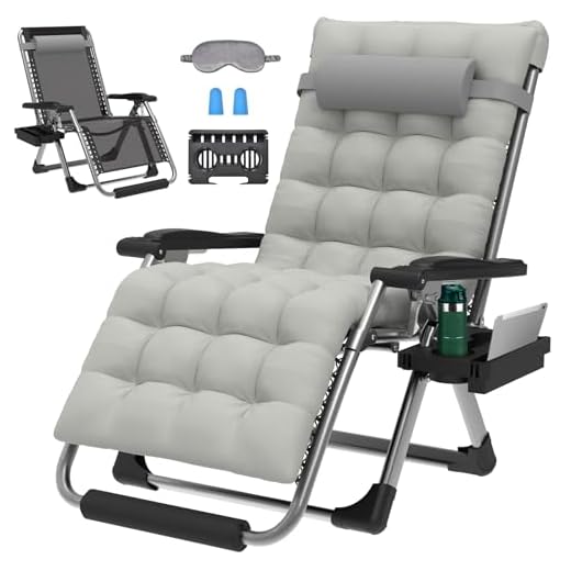 ZENPETIO 29In XL Zero Gravity Chair w/Cushion, Zero Gravity Recliner Lounge Chair for Indoor and Outdoor, Reclining Camping Chair for Lawn, Anti Gravity Chair with Cup Holder and Footrest, 440LBS