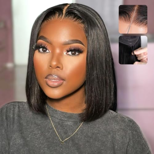 Pizazz 13x4 Pre Cut HD Lace Front Bob Wig Human Hair Pre Plucked