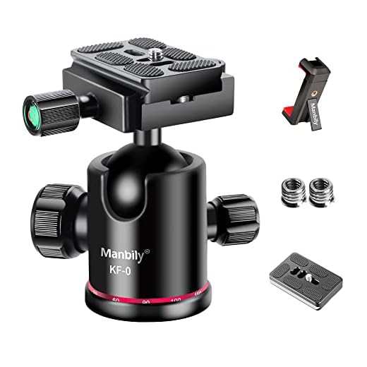 Ball Head Manbily Tripod Head Metal Aluminum Body 360° Panoramic Monopod Head with Extra Arca Swiss Quick Release Plate, Load up to 17.6lbs/8kg,Camera Head for DSLR, Camcorder, Slider (Red)