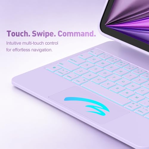 Image of for iPad Air 11-inch Case with Keyboard (M3 /M2, 2025 /2024), Keyboard for iPad Pro 11 inch (1 /2 /3 /4th Gen) & Air 4 /5, Portrait /Landscape Mode, 11-Color Backlit, Removable Protective Case, Purple