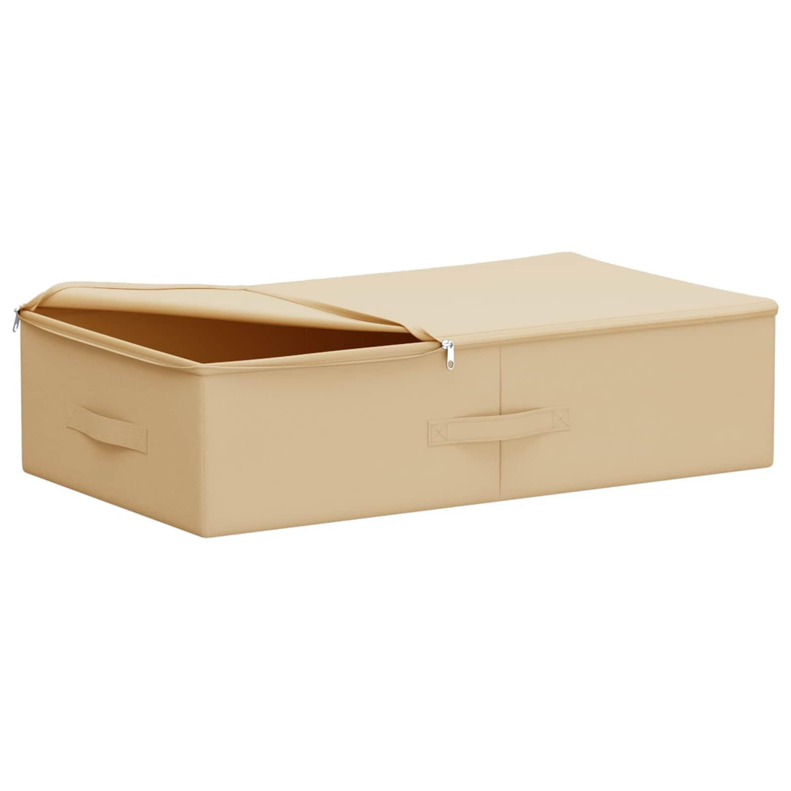 Gecheer Boîte de Rangement Pliable 70x40x18 cm Lot de 6 - Tissu Non Tissé Respirant avec Compartiments, Poignées Latérales et Fermetures Éclair - Idéal pour Sous le Lit, Jouets, Vêtements - Crème