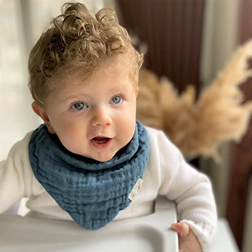 Bedeca Muslin Baby Bibs, 100% Organic Cotton Baby Bandana Drool Bibs For Boy And Girls, Unisex Newborn Bibs, 5 Solid Colors Set For Teething And Drooling #TOP4