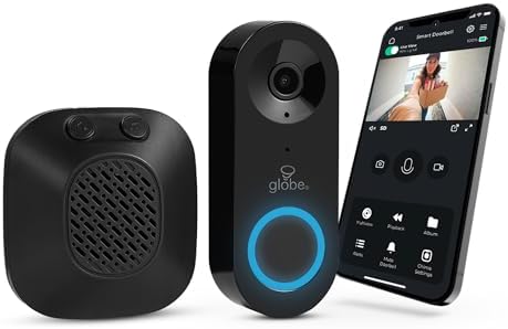 Heath Zenith Wired Smart Doorbell Kit, Black, Plastic, Motion Detection, 10 Melodies, Muted Option, 2-Way Audio, Plug-In Chime, Voice Changer, Night Vision, Wide-Angle