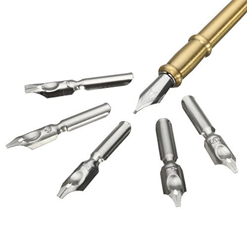 Feather Quill Pen Vintage Feather Dip Ink Pen Set Copper Pen Stem Writing Quill Pen Calligraphy Pen As Christmas Birthday Gift Set (Navy Blue) #TOP3