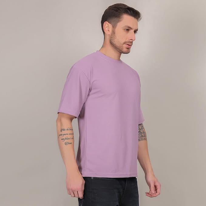 Image of Solid Self Design Oversized Tshirt for Men | Oversize T-Shirts for Men | Men Drop Shoulder Tshirts | Bagy Fit Men Tshirt
