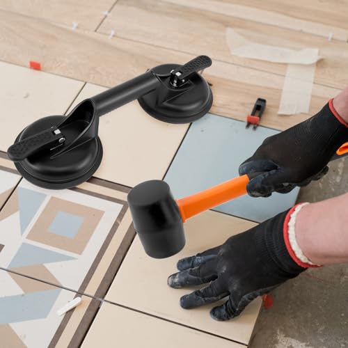 Image of QWORK Floor Gap Fixer Tool for Laminate Floor Gap Repair with 11.8 Inch Plastic Mallet, for Floating Wooden Floors