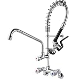 MS 4-8 Inch Adjustable Center Wall Mount 25'' Height Commercial Kitchen Sink Faucet Brass Mini Pre R