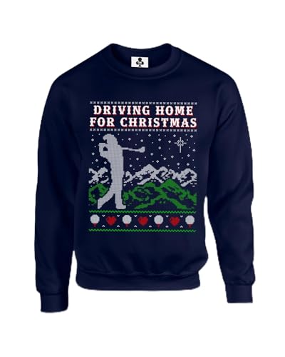 Taylor Brown Driving home for christmas, golf golfer golfing, xmas, festive golf joke meme trending Unisex Funny Adults Sweatshirt Jumper Navy