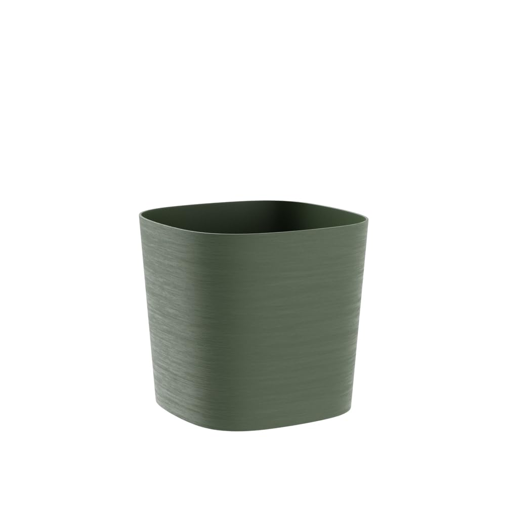 Teraplast Vaso per fiori modello Capri, fioriera da esterno in polietilene con riserva d'acqua interna, cm 38x38x30 Made in Italy (CM 38, FOREST)