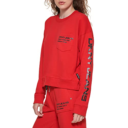 Image of DKNY Women's Jeans Women's Casual Pullover Sweatshirt, Ave Grey, XL