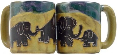 One (1) MARA STONEWARE COLLECTION - 16 Ounce Coffee Cup Collectible Mug - Elephant Design