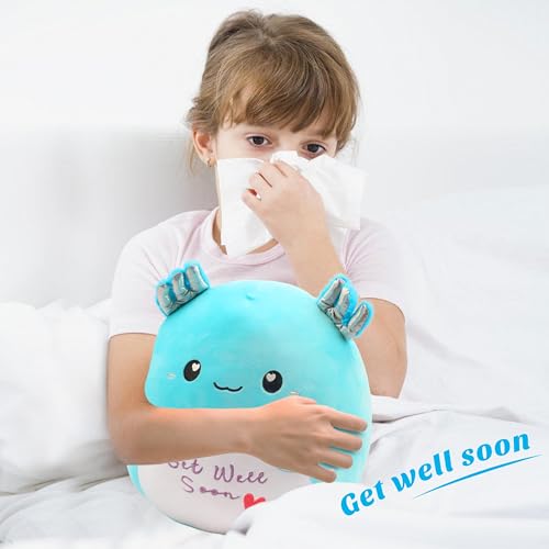 Image of Easfan 13'' Get Well Soon Axolotl Plush Pillow Soft Cute Salamander Plush Get Well Soon Gifts for Kids Patient Feel Better for Women Men