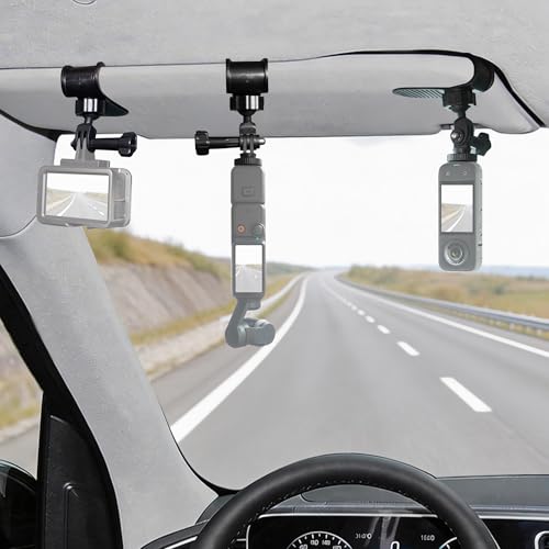 Walking Way Car Sun Visor Mount, 360° Adjustable Quick Release Clip for GoPro Hero 13/12/11, DJI Osmo Action 6/5 Pro/4 Pocket 3/4/Pro, Insta360 X5/X4/X3 Ace Pro/2, Phone, Camera Accessory, VLOG Holder