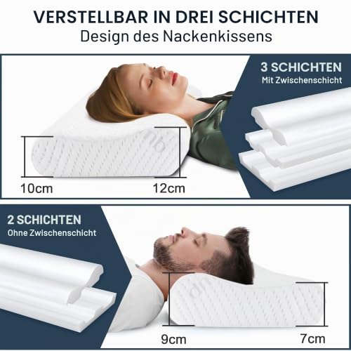 LAMB Neu für 2024 Höheneinstellbares Memory Foam Kissen Kopfkissen, Ergonomisches...