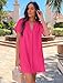 Halife Women Beach Fashion Bathing Suit Cover Up V-Neck Hort Sleeve Swimsuit Coverup Dress 2025 Cruise Outfits Rose Red S