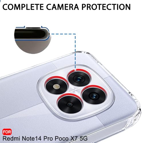 Image of TheGiftKart Back Cover Soft Case for Mi Redmi Note 14 Pro /Poco X7 5G | Best Camera Protection | Inbuilt Dust Plugs & Anti-Slip Grip | Ultra Clear Slim Back Cover Case (Silicone, Transparent)