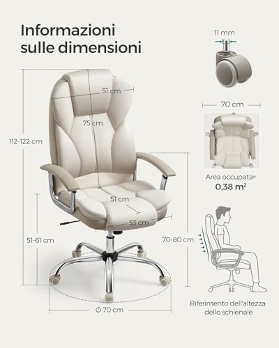 SONGMICS bureaustoel, bureaustoel - Afbeelding 3