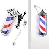 Neltharion 15'' Barber Pole Light, Hair Salon Barbershop Pole Barber Shop Sign Rotating Red and Blue Stripe Wall Mount Lamp, Indoor and Outdoor Use, Wall Mounted