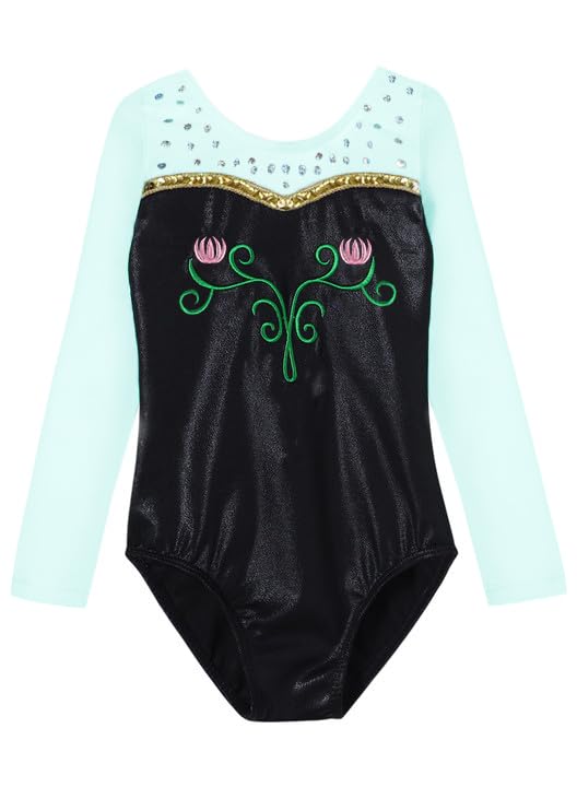 HOZIY Gymnastics Leotards for Girls Long Sleeve Blue 3t 4t