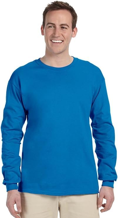 Image of Gildan Men's Long Sleeve Plain Crewneck T-Shirt (G2400) Sapphire