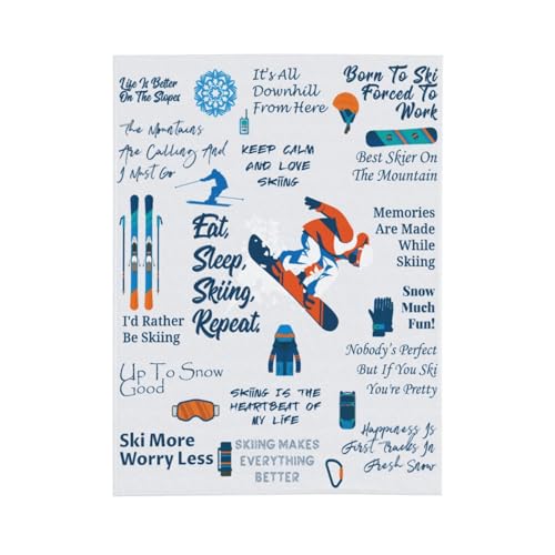 GXQZNFKBTU Flannel Fleece Ski Blanket with Snowflake Pattern