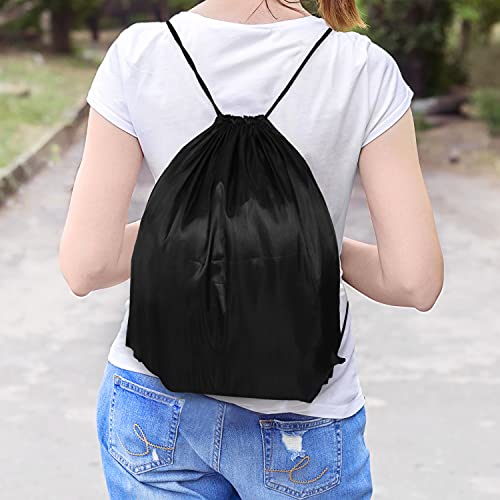 Belle Vous Zwarte Trekkoord Gymtassen (12 Pak) – 42 x 35 cm – School Sport Rugzakken voor Opslag, Reizen en Zwemmen – Unisex Tote voor Heren, Dames, Volwassenen en Kinderen - Image 4