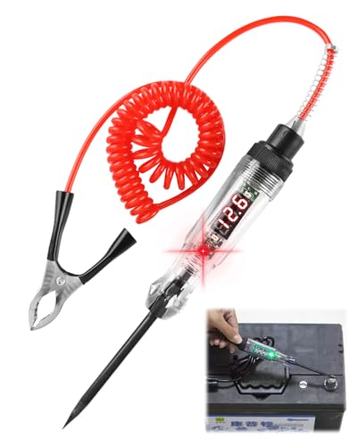 Testeur de Circuit Automobile CC Bidirectionnel 3-48V Testeur de Fusibles Electrique Stylo avec Lampe Temoin et Écran LED Pince Crocodile Fil à Ressort pour...
