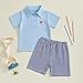 Gureui Toddler Baby Boy 4th of July Outfit Short Sleeve Shirt and Shorts Kids Infant Summer Clothes (A Blue, 18-24 Months)
