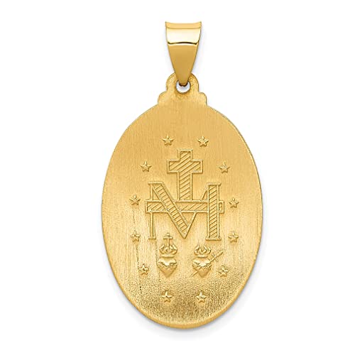 14k Yellow Gold Our Lady Of Miraculous Medal Blessed Virgin Mary Necklace Charm Pendant Religious Fine Jewelry For Women Gifts For Her - Image 5