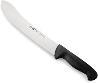 Arcos Cuchillo carnicero Acero Inoxidable Nitrum. Cuchillo cocina profesional para cortar carne, pescado y verduras. Mango ergonómico polioximetileno. Serie 2900. Color negro.